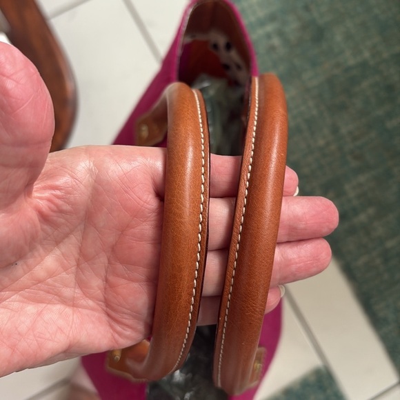 Kate Spade   Wool bag  tote  shoulder bag wool/leather trim  fuchsia/light brown - Picture 10 of 17